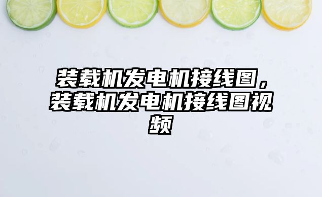 裝載機發(fā)電機接線圖，裝載機發(fā)電機接線圖視頻