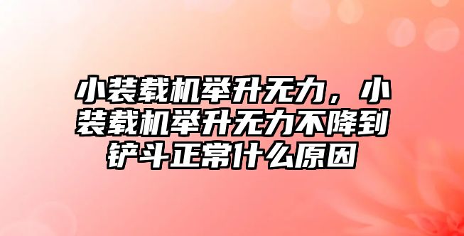 小裝載機舉升無力，小裝載機舉升無力不降到鏟斗正常什么原因