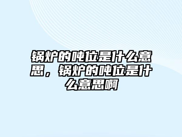 鍋爐的噸位是什么意思，鍋爐的噸位是什么意思啊