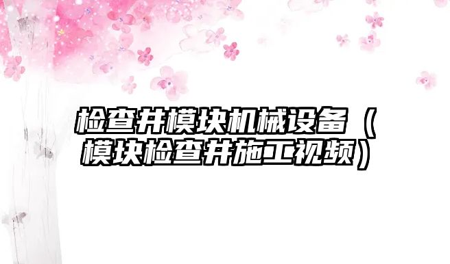 檢查井模塊機械設(shè)備（模塊檢查井施工視頻）