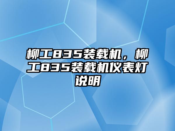 柳工835裝載機，柳工835裝載機儀表燈說明