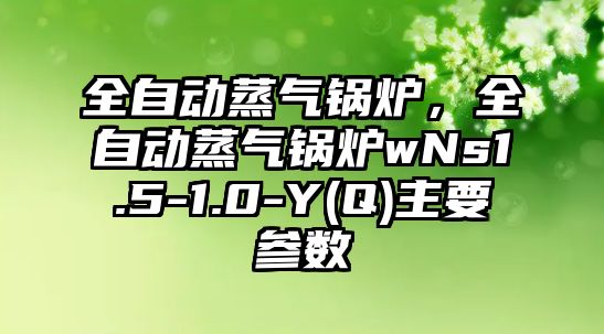 全自動蒸氣鍋爐，全自動蒸氣鍋爐wNs1.5-1.0-Y(Q)主要參數(shù)