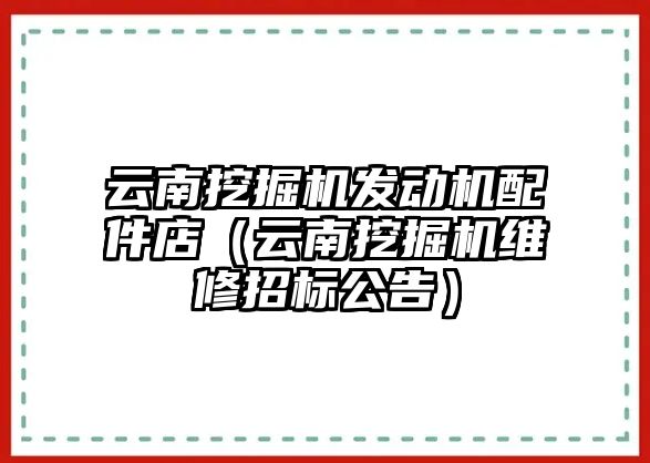 云南挖掘機(jī)發(fā)動機(jī)配件店（云南挖掘機(jī)維修招標(biāo)公告）