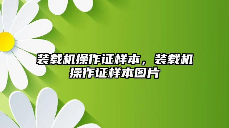 裝載機(jī)操作證樣本，裝載機(jī)操作證樣本圖片