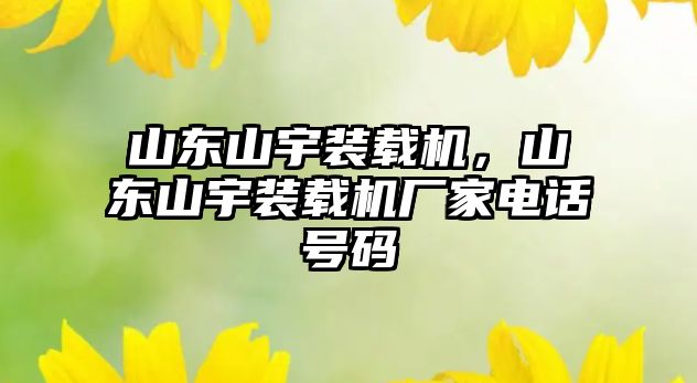 山東山宇裝載機，山東山宇裝載機廠家電話號碼