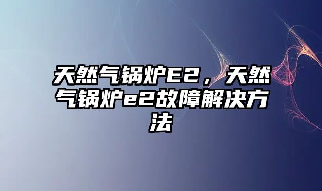 天然氣鍋爐E2，天然氣鍋爐e2故障解決方法