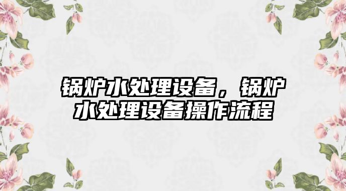 鍋爐水處理設備，鍋爐水處理設備操作流程