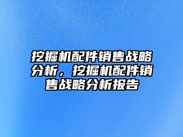 挖掘機配件銷售戰(zhàn)略分析，挖掘機配件銷售戰(zhàn)略分析報告