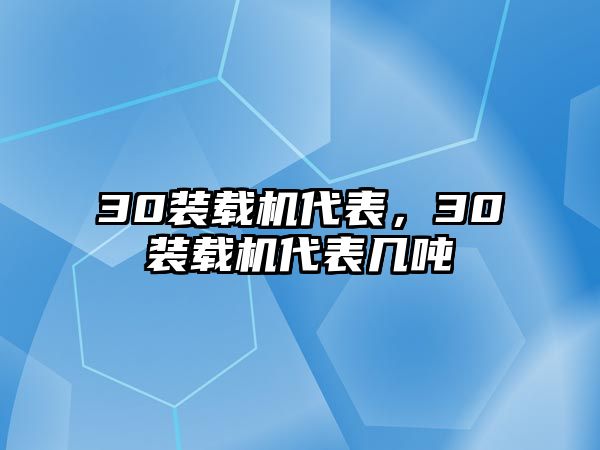 30裝載機(jī)代表，30裝載機(jī)代表幾噸