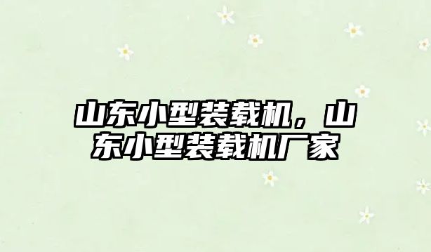 山東小型裝載機，山東小型裝載機廠家