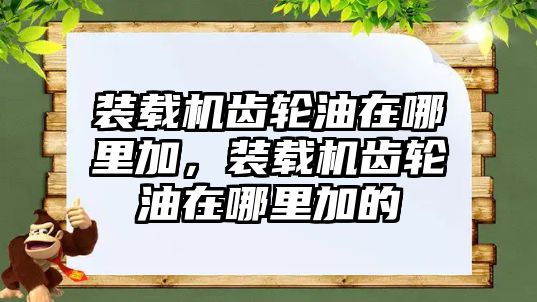 裝載機齒輪油在哪里加，裝載機齒輪油在哪里加的