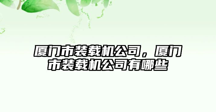 廈門(mén)市裝載機(jī)公司，廈門(mén)市裝載機(jī)公司有哪些