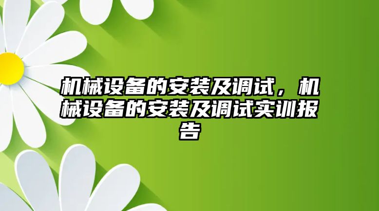 機(jī)械設(shè)備的安裝及調(diào)試，機(jī)械設(shè)備的安裝及調(diào)試實(shí)訓(xùn)報(bào)告