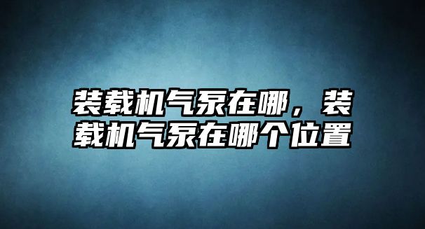 裝載機氣泵在哪，裝載機氣泵在哪個位置