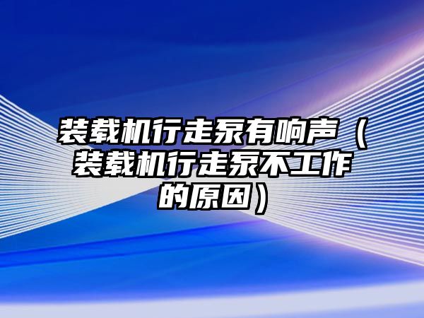 裝載機行走泵有響聲（裝載機行走泵不工作的原因）