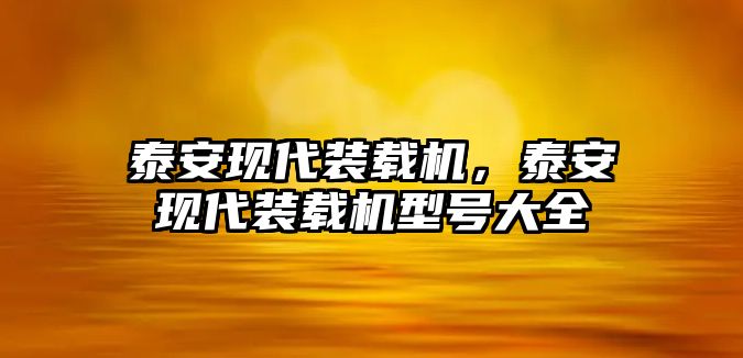 泰安現(xiàn)代裝載機，泰安現(xiàn)代裝載機型號大全