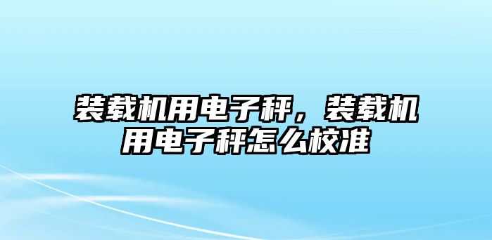 裝載機(jī)用電子秤，裝載機(jī)用電子秤怎么校準(zhǔn)