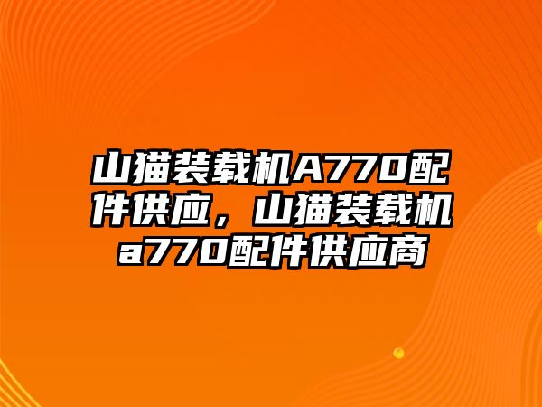 山貓裝載機(jī)A770配件供應(yīng)，山貓裝載機(jī)a770配件供應(yīng)商