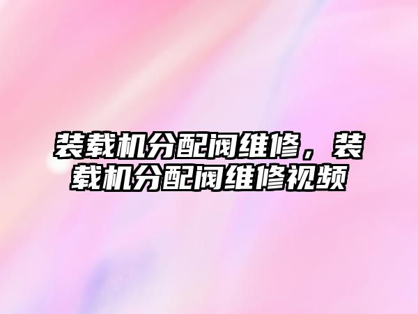 裝載機分配閥維修，裝載機分配閥維修視頻