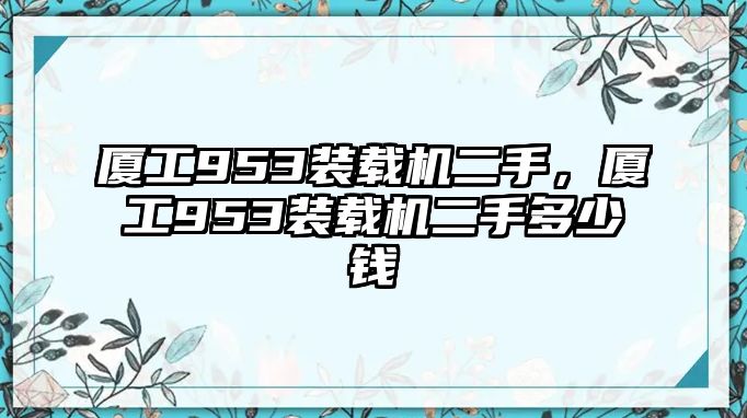 廈工953裝載機二手，廈工953裝載機二手多少錢