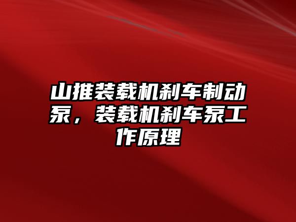 山推裝載機(jī)剎車制動泵，裝載機(jī)剎車泵工作原理