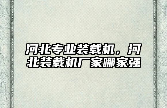 河北專業(yè)裝載機，河北裝載機廠家哪家強