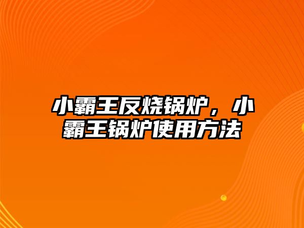 小霸王反燒鍋爐，小霸王鍋爐使用方法