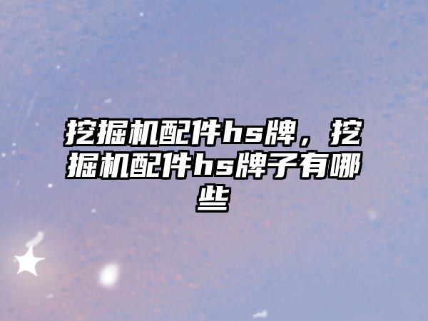 挖掘機配件hs牌，挖掘機配件hs牌子有哪些