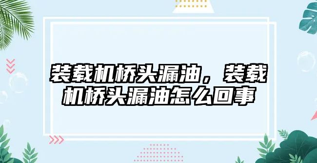 裝載機橋頭漏油，裝載機橋頭漏油怎么回事