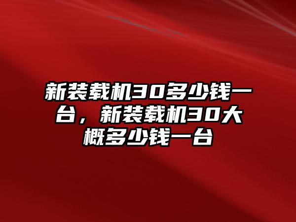 新裝載機(jī)30多少錢(qián)一臺(tái)，新裝載機(jī)30大概多少錢(qián)一臺(tái)