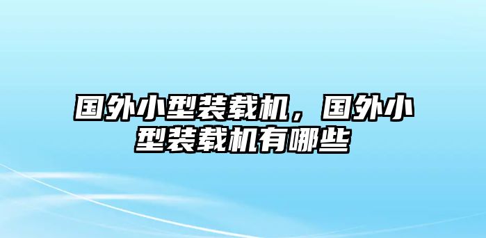 國外小型裝載機，國外小型裝載機有哪些