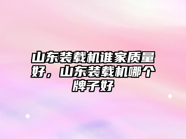 山東裝載機(jī)誰家質(zhì)量好，山東裝載機(jī)哪個(gè)牌子好