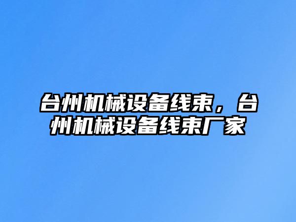 臺州機械設(shè)備線束，臺州機械設(shè)備線束廠家