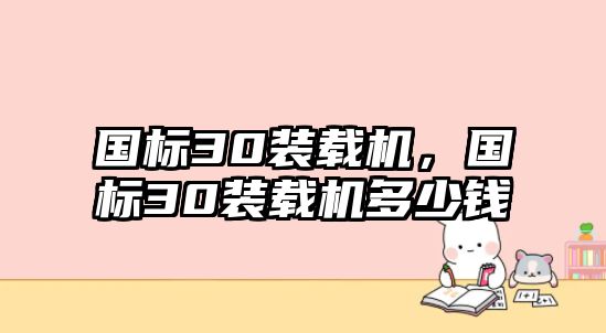 國標(biāo)30裝載機(jī)，國標(biāo)30裝載機(jī)多少錢