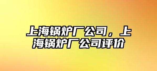 上海鍋爐廠公司，上海鍋爐廠公司評(píng)價(jià)