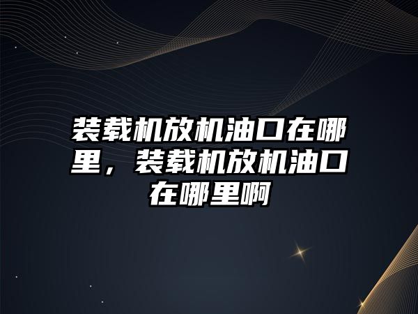 裝載機放機油口在哪里，裝載機放機油口在哪里啊