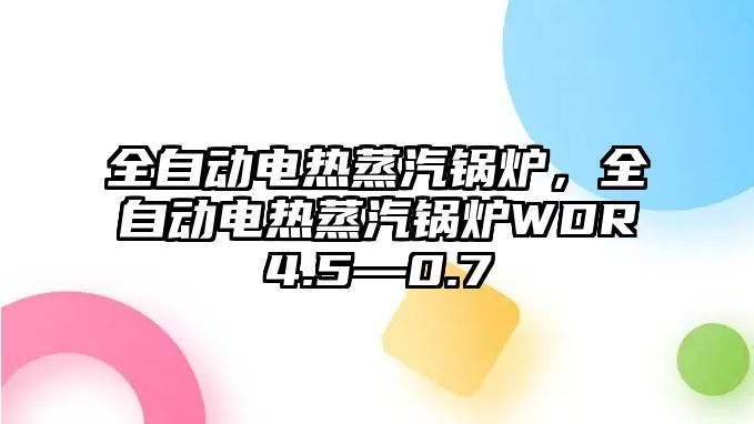 全自動電熱蒸汽鍋爐，全自動電熱蒸汽鍋爐WDR4.5—0.7