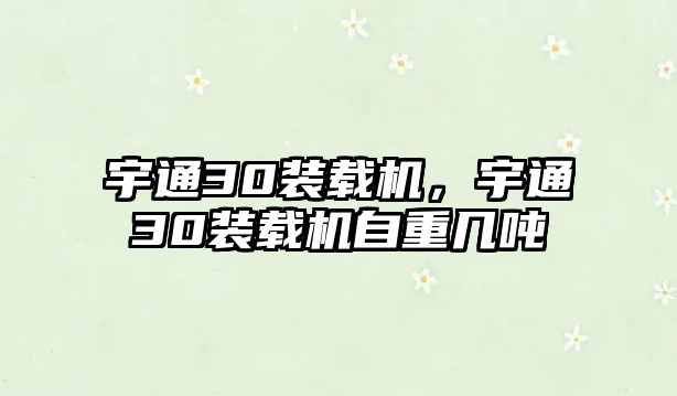 宇通30裝載機，宇通30裝載機自重幾噸