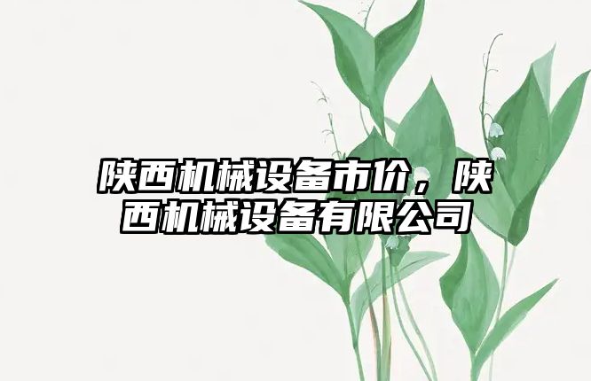 陜西機械設(shè)備市價，陜西機械設(shè)備有限公司