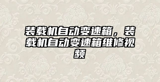 裝載機自動變速箱，裝載機自動變速箱維修視頻