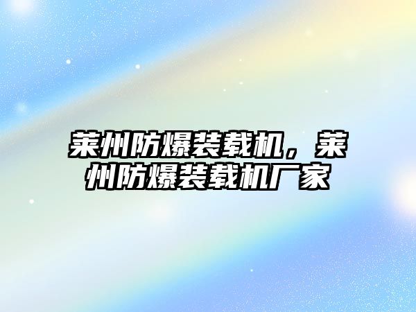 萊州防爆裝載機，萊州防爆裝載機廠家