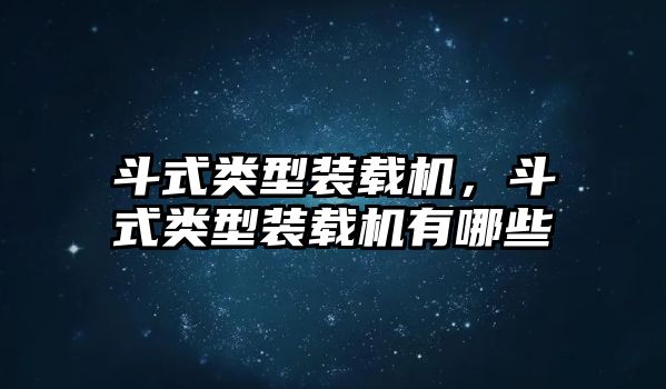 斗式類型裝載機，斗式類型裝載機有哪些