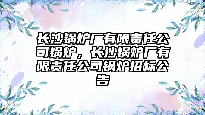 長沙鍋爐廠有限責任公司鍋爐，長沙鍋爐廠有限責任公司鍋爐招標公告