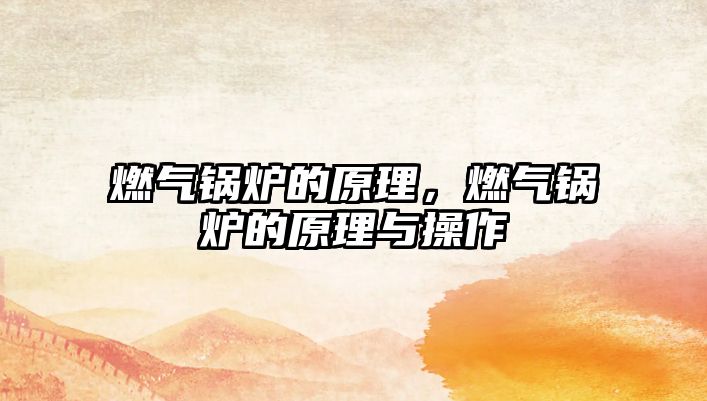 燃?xì)忮仩t的原理，燃?xì)忮仩t的原理與操作