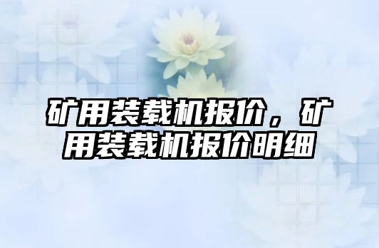 礦用裝載機報價，礦用裝載機報價明細