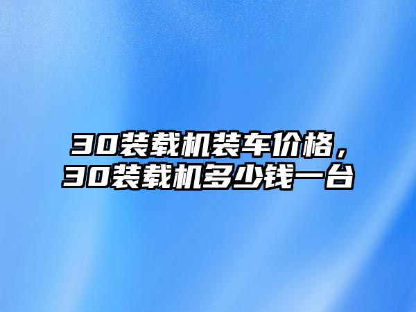 30裝載機裝車價格，30裝載機多少錢一臺