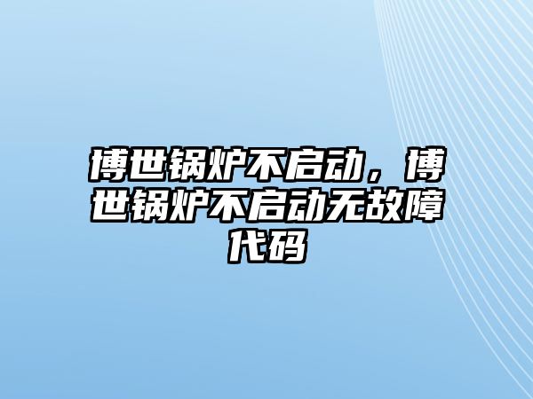 博世鍋爐不啟動，博世鍋爐不啟動無故障代碼