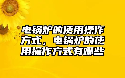 電鍋爐的使用操作方式，電鍋爐的使用操作方式有哪些