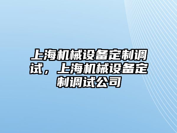 上海機(jī)械設(shè)備定制調(diào)試，上海機(jī)械設(shè)備定制調(diào)試公司