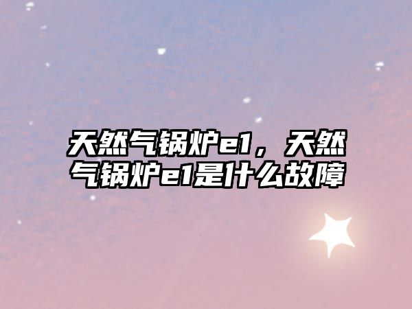 天然氣鍋爐e1，天然氣鍋爐e1是什么故障